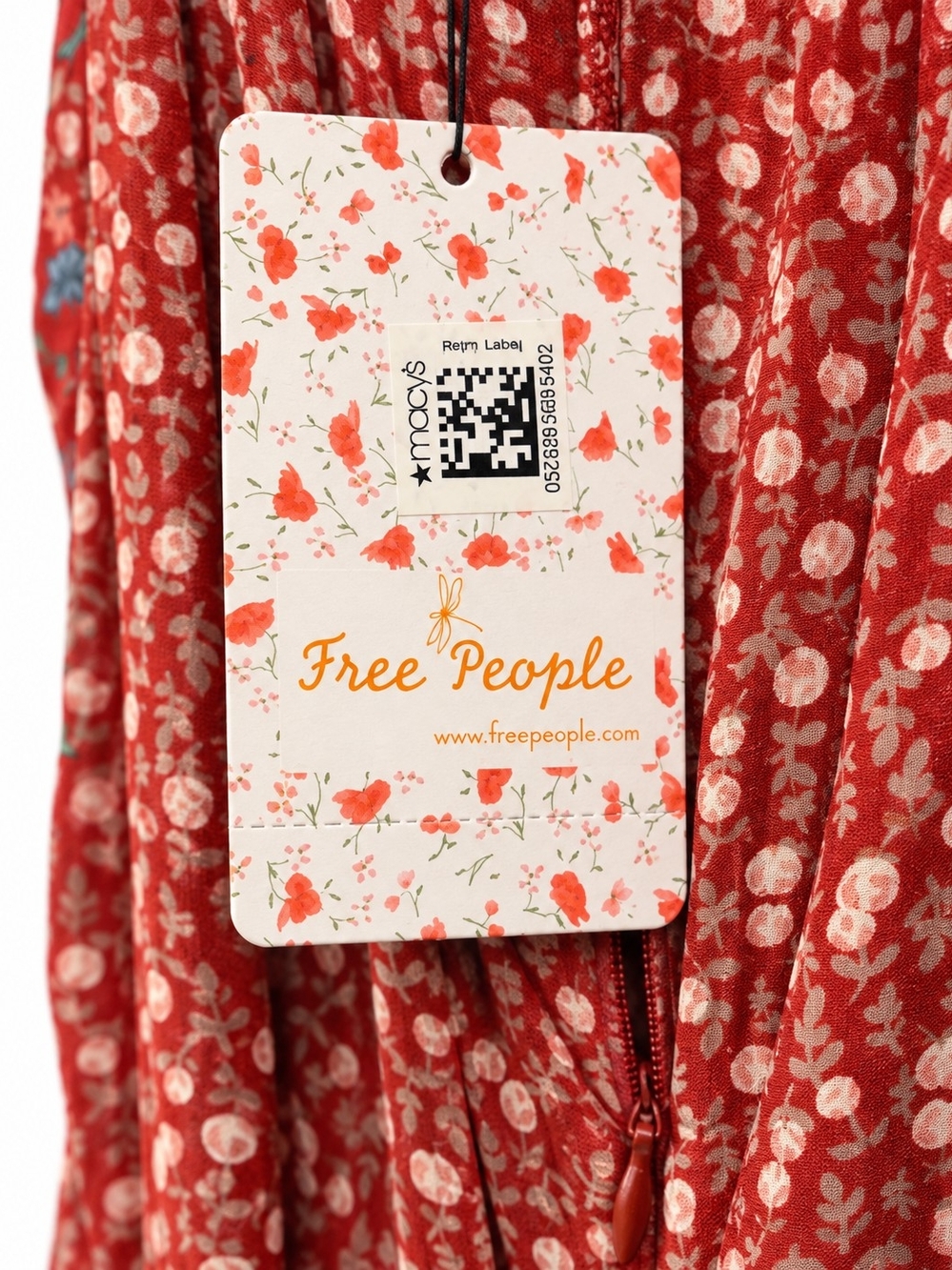 NWT Free People Red Floral Patchwork Boho Maxi Dress Size S Ruffle